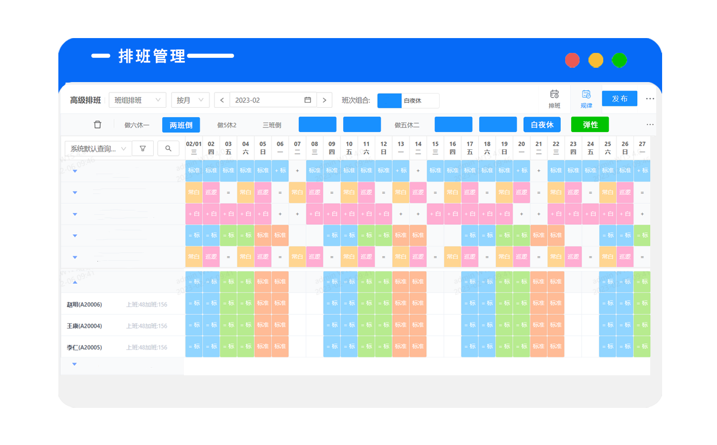 排班管理示意图
